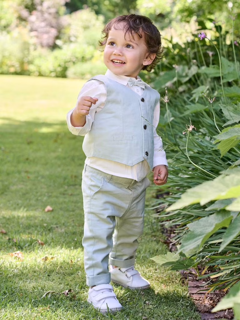 tenue de mariage et baptême petit garçon vert sauge